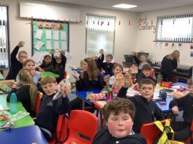 P6 enjoy a treat from Tiny Tots Bake Sale
