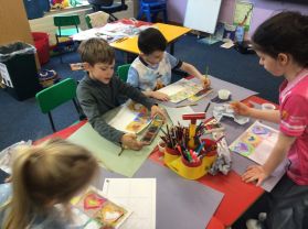 P2 expressing themselves through watercolour.