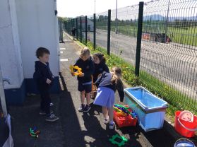 P1 and P2 enjoy playing in the sunshine. 